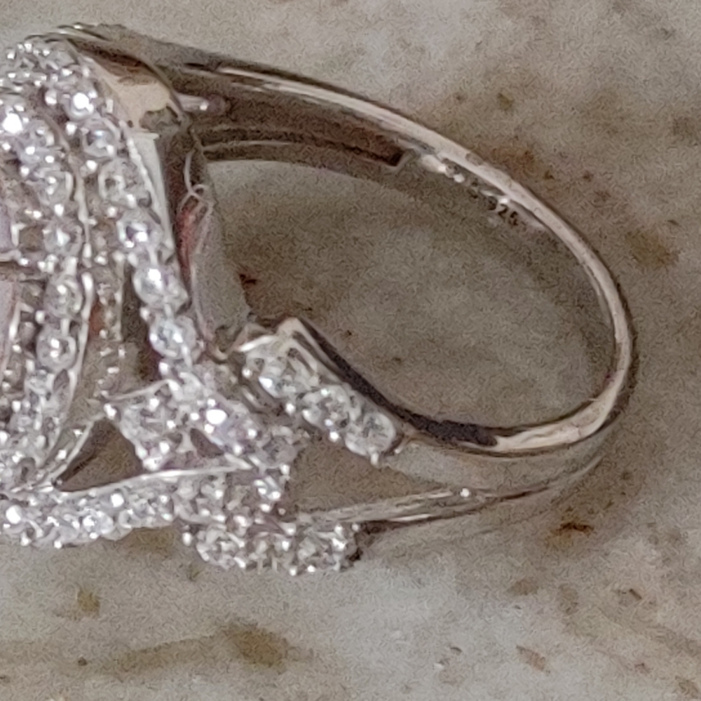 SJD 925 Opal and Diamond Pavers Ring Size 8 - Picture 9 of 11